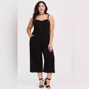 Torrid Black Cropped Wide-Leg Ponte Jumpsuit | Size 0 (12) | NWT